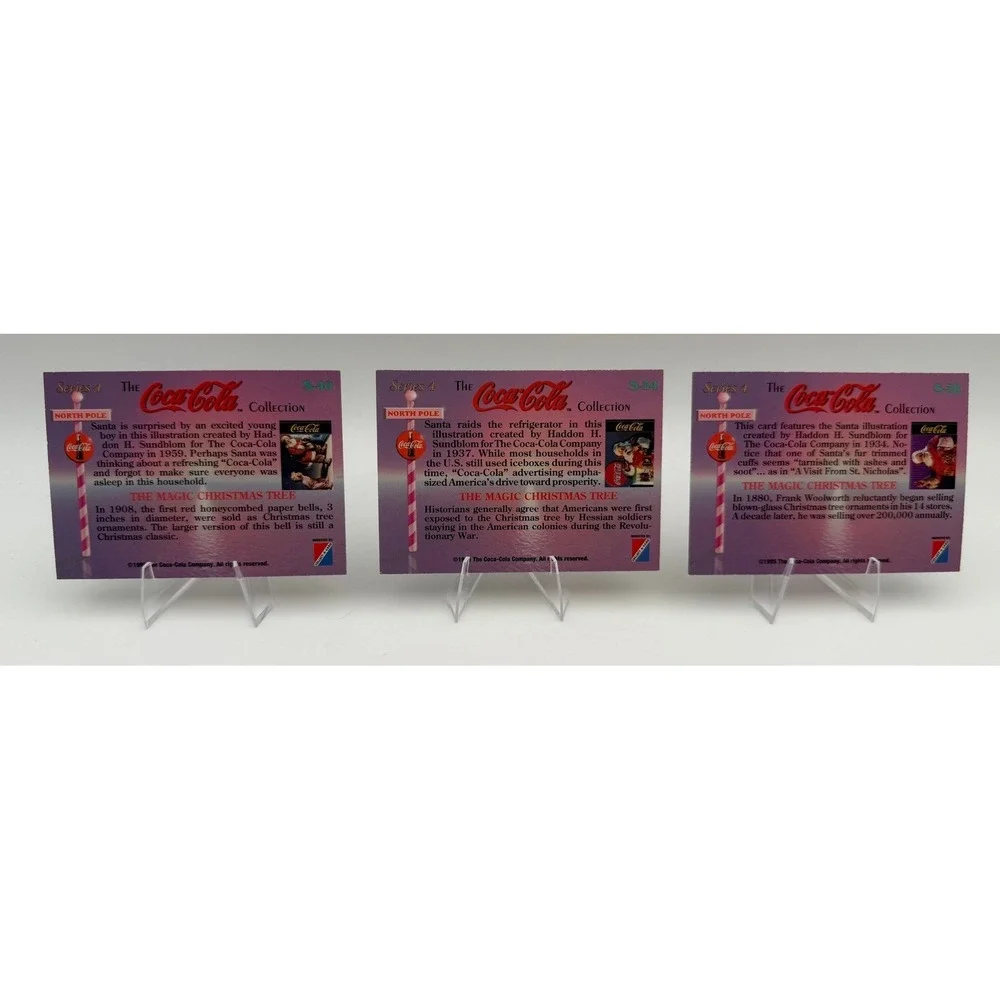 Coca-Cola Series 4 Haddon Sundblom Santa Trading Cards Lot of 3 S-33 S-34 S-40